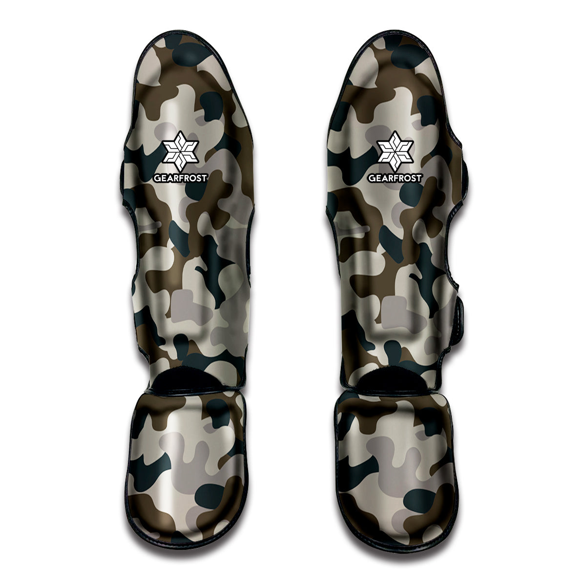 Grey And Brown Camouflage Print Muay Thai Shin Guard