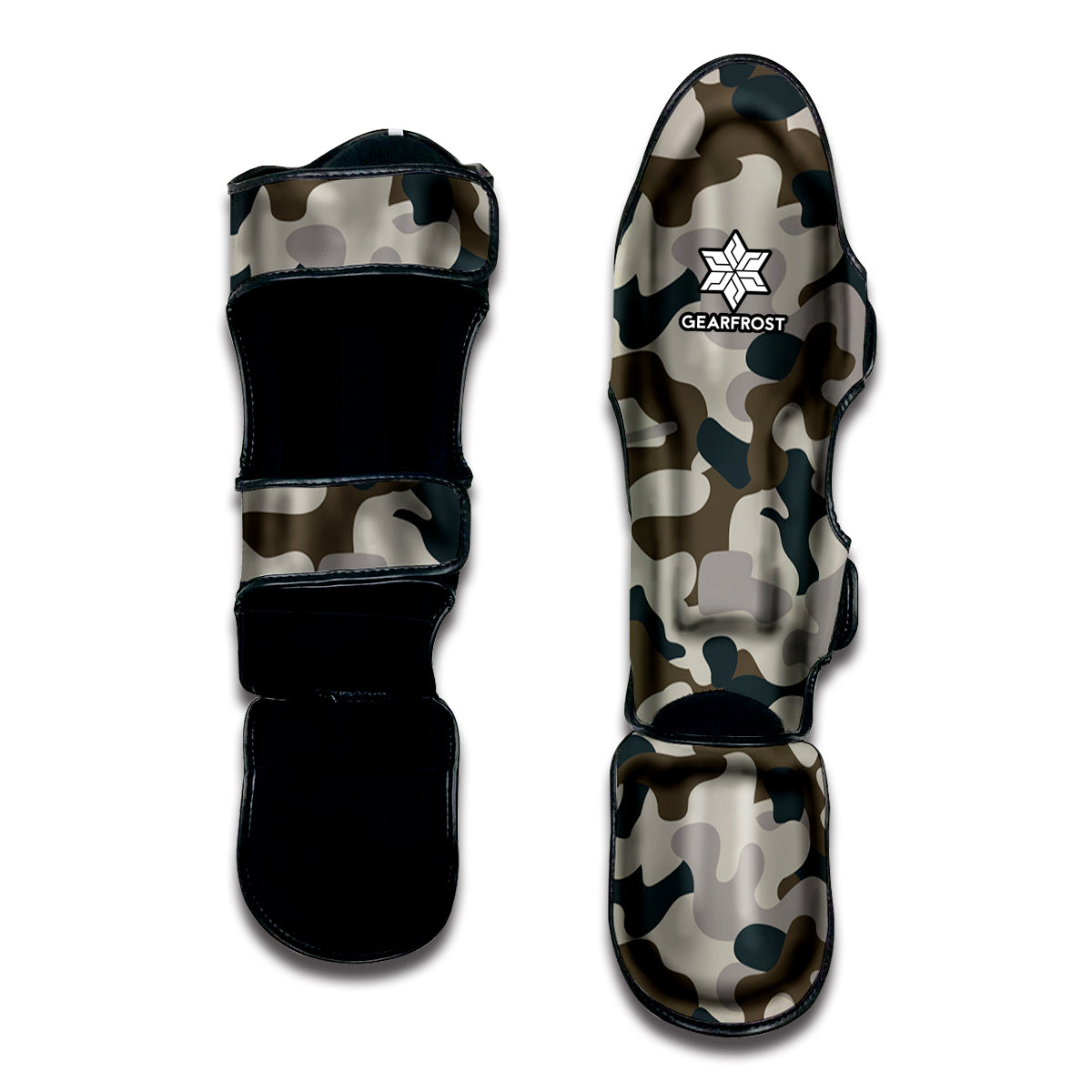 Grey And Brown Camouflage Print Muay Thai Shin Guard