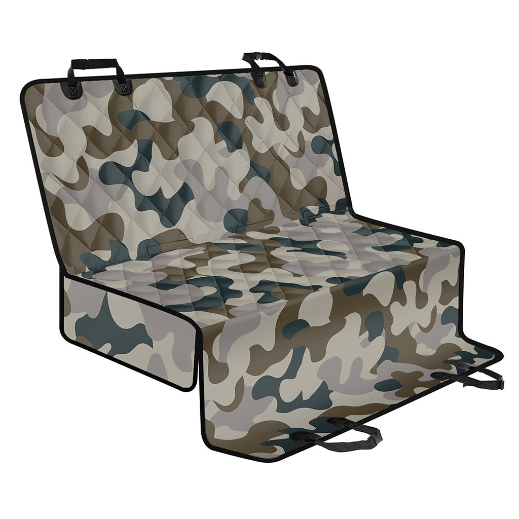 Grey And Brown Camouflage Print Pet Car Back Seat Cover