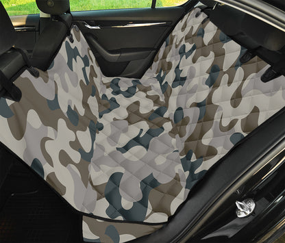 Grey And Brown Camouflage Print Pet Car Back Seat Cover