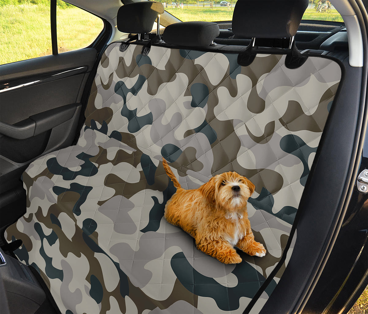 Grey And Brown Camouflage Print Pet Car Back Seat Cover