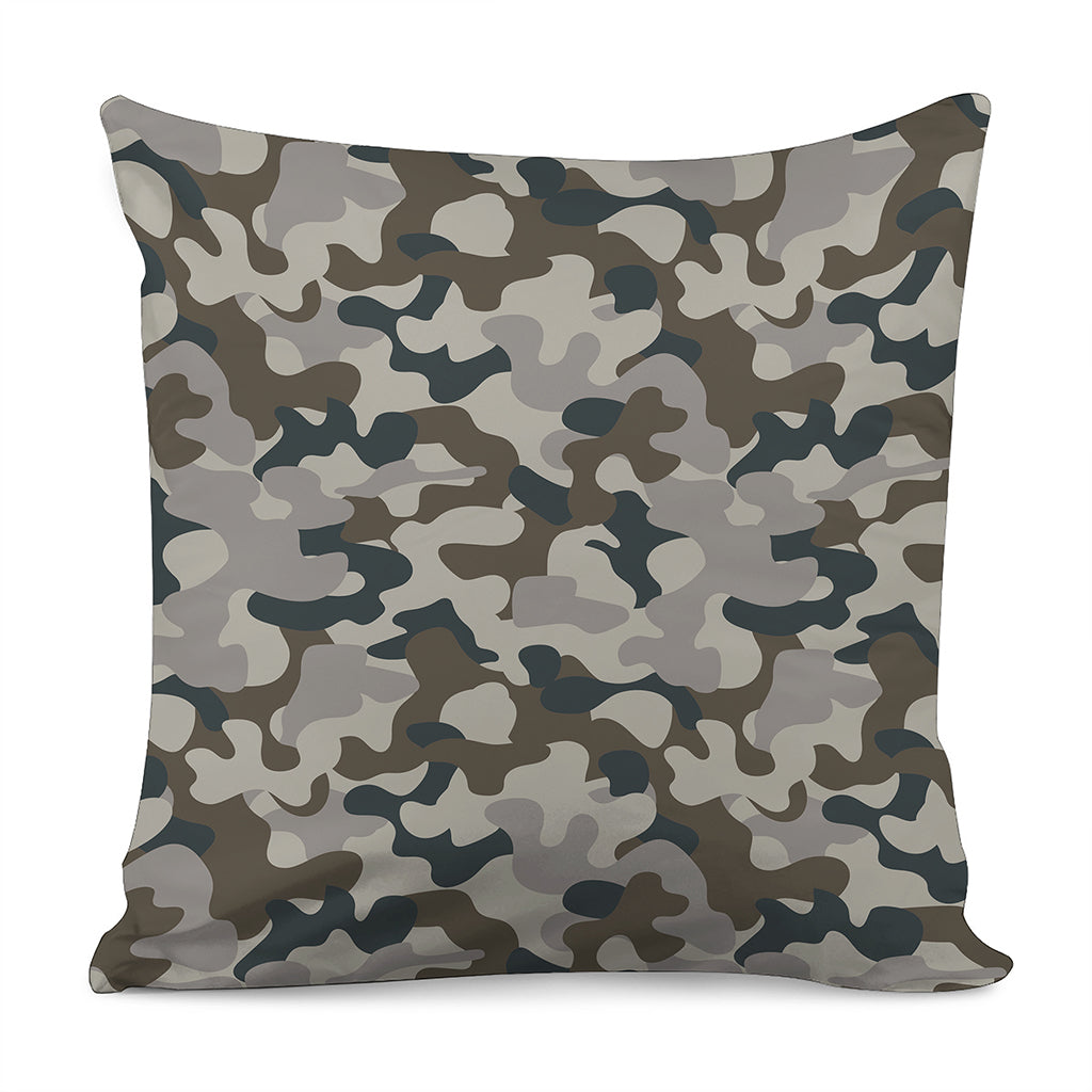 Grey And Brown Camouflage Print Pillow Cover