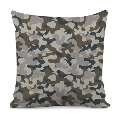 Grey And Brown Camouflage Print Pillow Cover