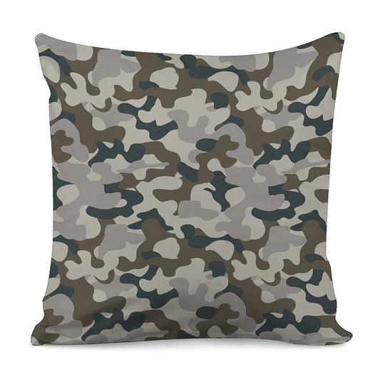 Grey And Brown Camouflage Print Pillow Cover