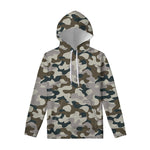 Grey And Brown Camouflage Print Pullover Hoodie