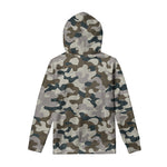 Grey And Brown Camouflage Print Pullover Hoodie