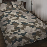 Grey And Brown Camouflage Print Quilt Bed Set