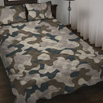 Grey And Brown Camouflage Print Quilt Bed Set