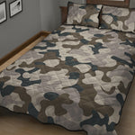 Grey And Brown Camouflage Print Quilt Bed Set