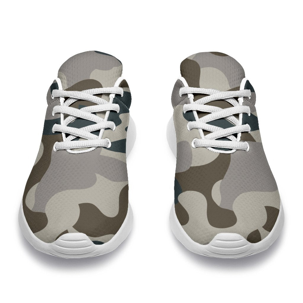 Grey And Brown Camouflage Print Sport Shoes GearFrost