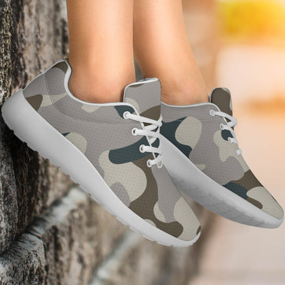 Grey And Brown Camouflage Print Sport Shoes GearFrost