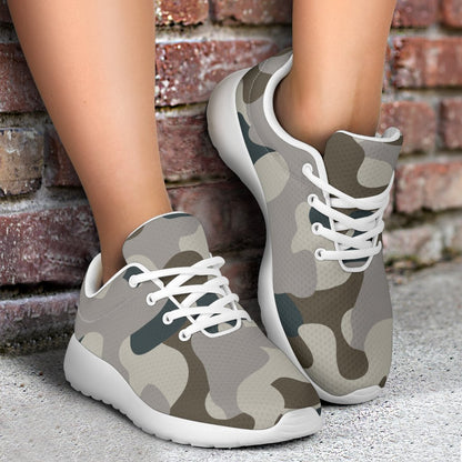 Grey And Brown Camouflage Print Sport Shoes GearFrost