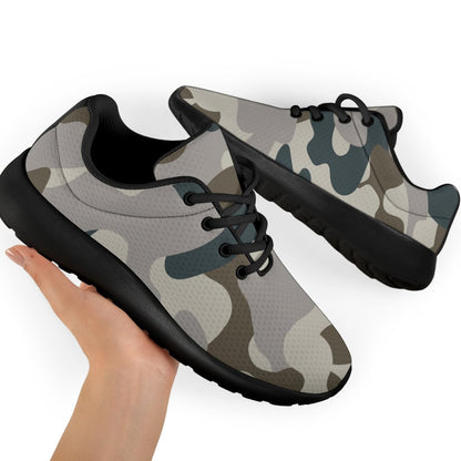 Grey And Brown Camouflage Print Sport Shoes GearFrost