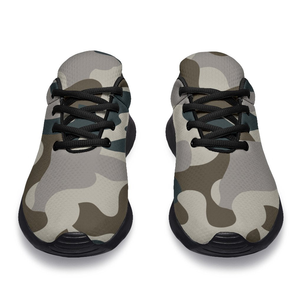Grey And Brown Camouflage Print Sport Shoes GearFrost