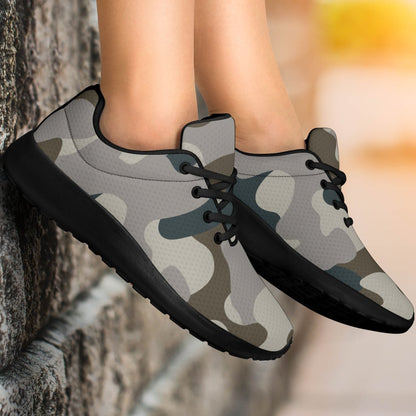 Grey And Brown Camouflage Print Sport Shoes GearFrost
