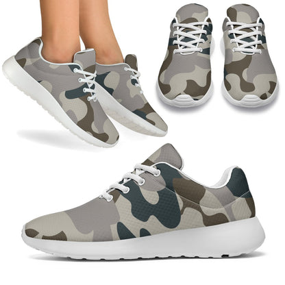 Grey And Brown Camouflage Print Sport Shoes GearFrost