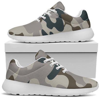 Grey And Brown Camouflage Print Sport Shoes GearFrost