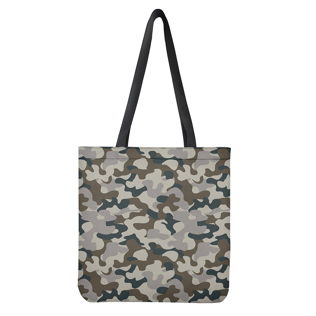 Grey And Brown Camouflage Print Tote Bag