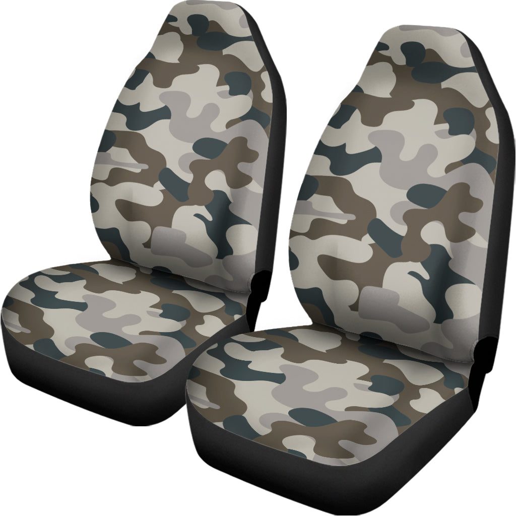 Grey And Brown Camouflage Print Universal Fit Car Seat Covers