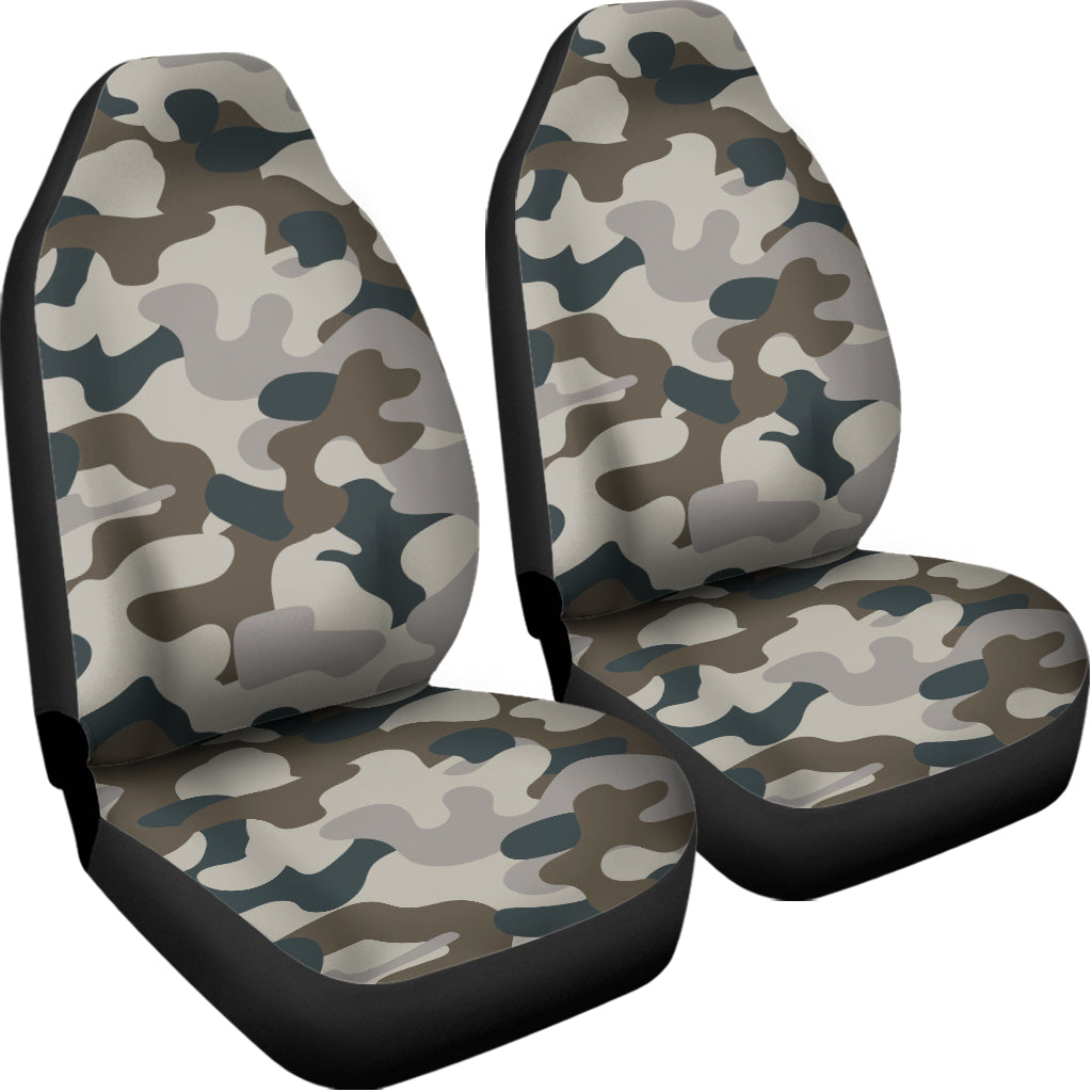 Grey And Brown Camouflage Print Universal Fit Car Seat Covers