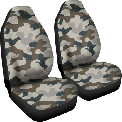 Grey And Brown Camouflage Print Universal Fit Car Seat Covers
