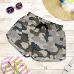 Grey And Brown Camouflage Print Women's Shorts