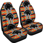 Grey And Orange Native Grizzly Bear Universal Fit Car Seat Covers GearFrost
