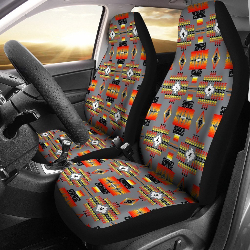 Grey And Orange Native Universal Fit Car Seat Covers GearFrost