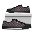 Grey And Orange Plaid Pattern Print Black Low Top Sneakers