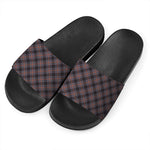 Grey And Orange Plaid Pattern Print Black Slide Sandals