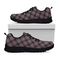 Grey And Orange Plaid Pattern Print Black Running Shoes