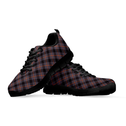 Grey And Orange Plaid Pattern Print Black Sneakers