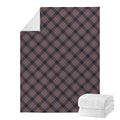Grey And Orange Plaid Pattern Print Blanket