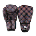Grey And Orange Plaid Pattern Print Boxing Gloves