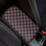 Grey And Orange Plaid Pattern Print Car Center Console Cover