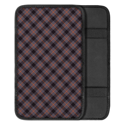 Grey And Orange Plaid Pattern Print Car Center Console Cover