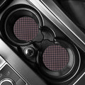 Grey And Orange Plaid Pattern Print Car Coasters