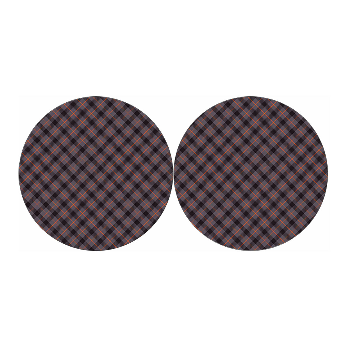 Grey And Orange Plaid Pattern Print Car Coasters