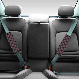 Grey And Orange Plaid Pattern Print Car Seat Belt Covers
