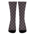 Grey And Orange Plaid Pattern Print Crew Socks