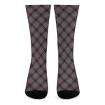 Grey And Orange Plaid Pattern Print Crew Socks