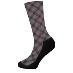 Grey And Orange Plaid Pattern Print Crew Socks