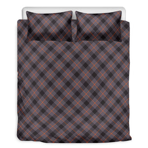 Grey And Orange Plaid Pattern Print Duvet Cover Bedding Set