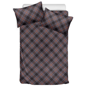 Grey And Orange Plaid Pattern Print Duvet Cover Bedding Set