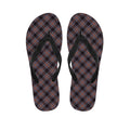Grey And Orange Plaid Pattern Print Flip Flops