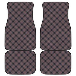 Grey And Orange Plaid Pattern Print Front and Back Car Floor Mats