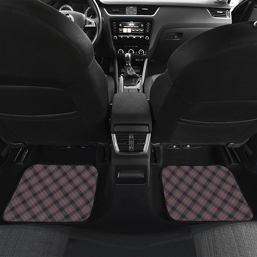 Grey And Orange Plaid Pattern Print Front and Back Car Floor Mats