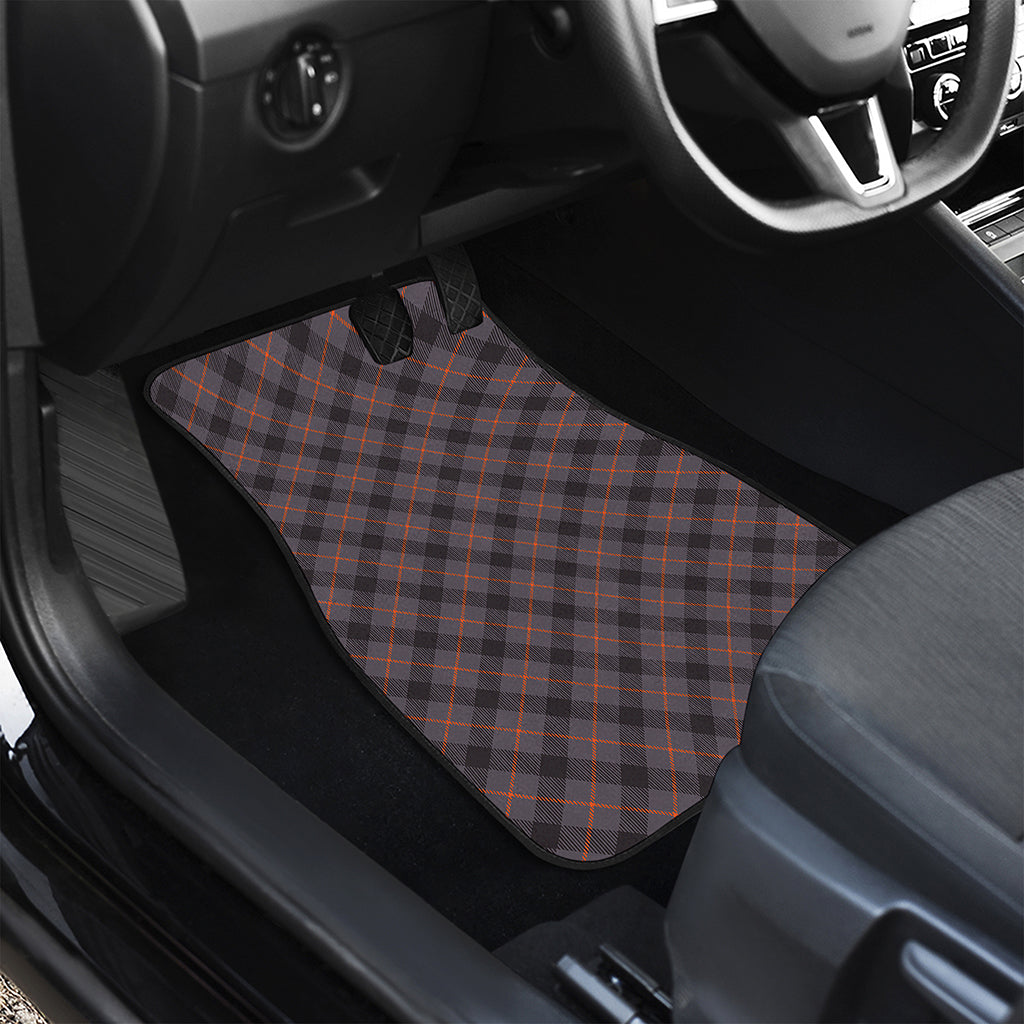 Grey And Orange Plaid Pattern Print Front Car Floor Mats