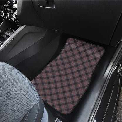 Grey And Orange Plaid Pattern Print Front Car Floor Mats