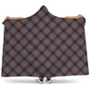 Grey And Orange Plaid Pattern Print Hooded Blanket